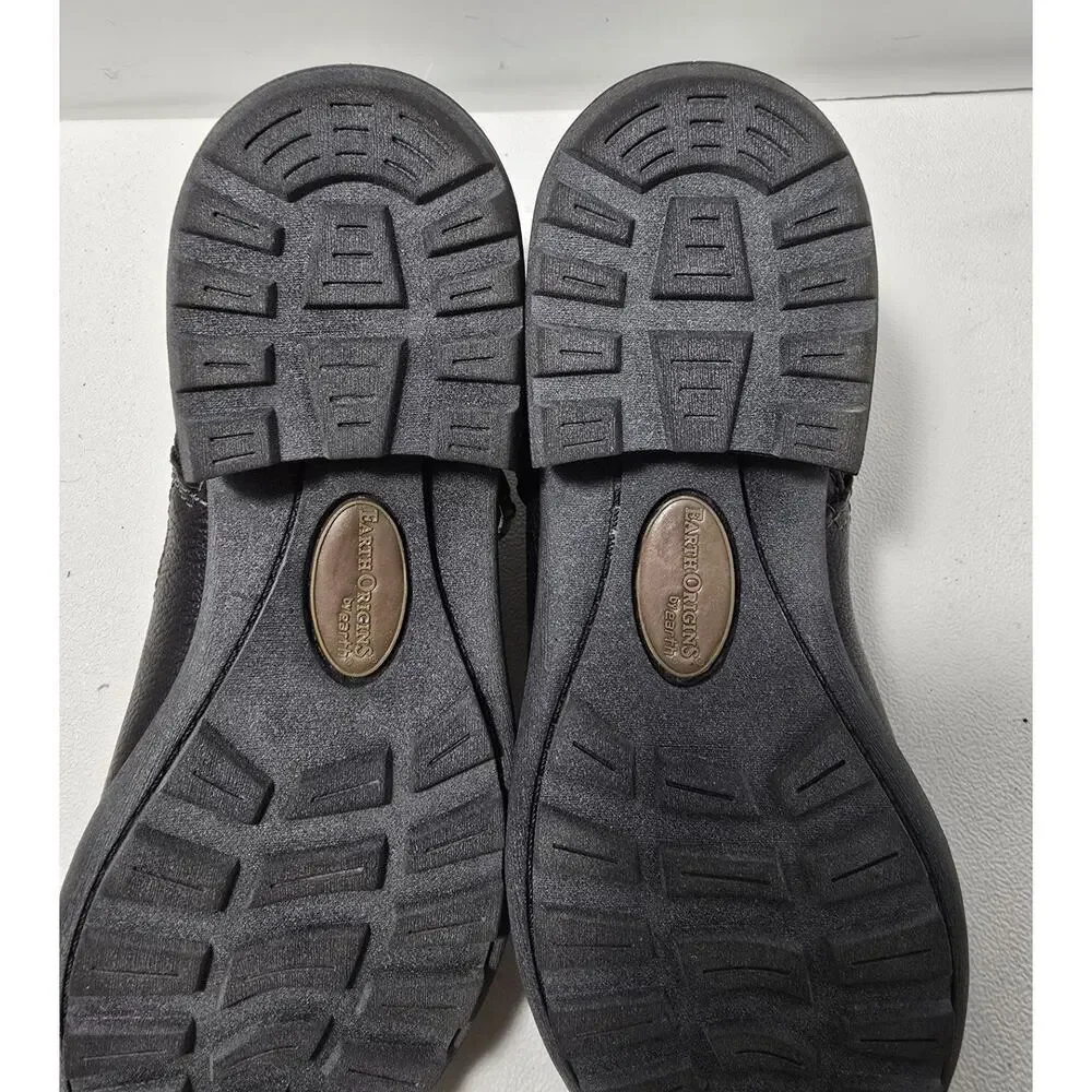 Earth Origins Women Paris Black Leather Zip Up Ankle Boot Strap Size 8 Wide - Picture 9 of 10